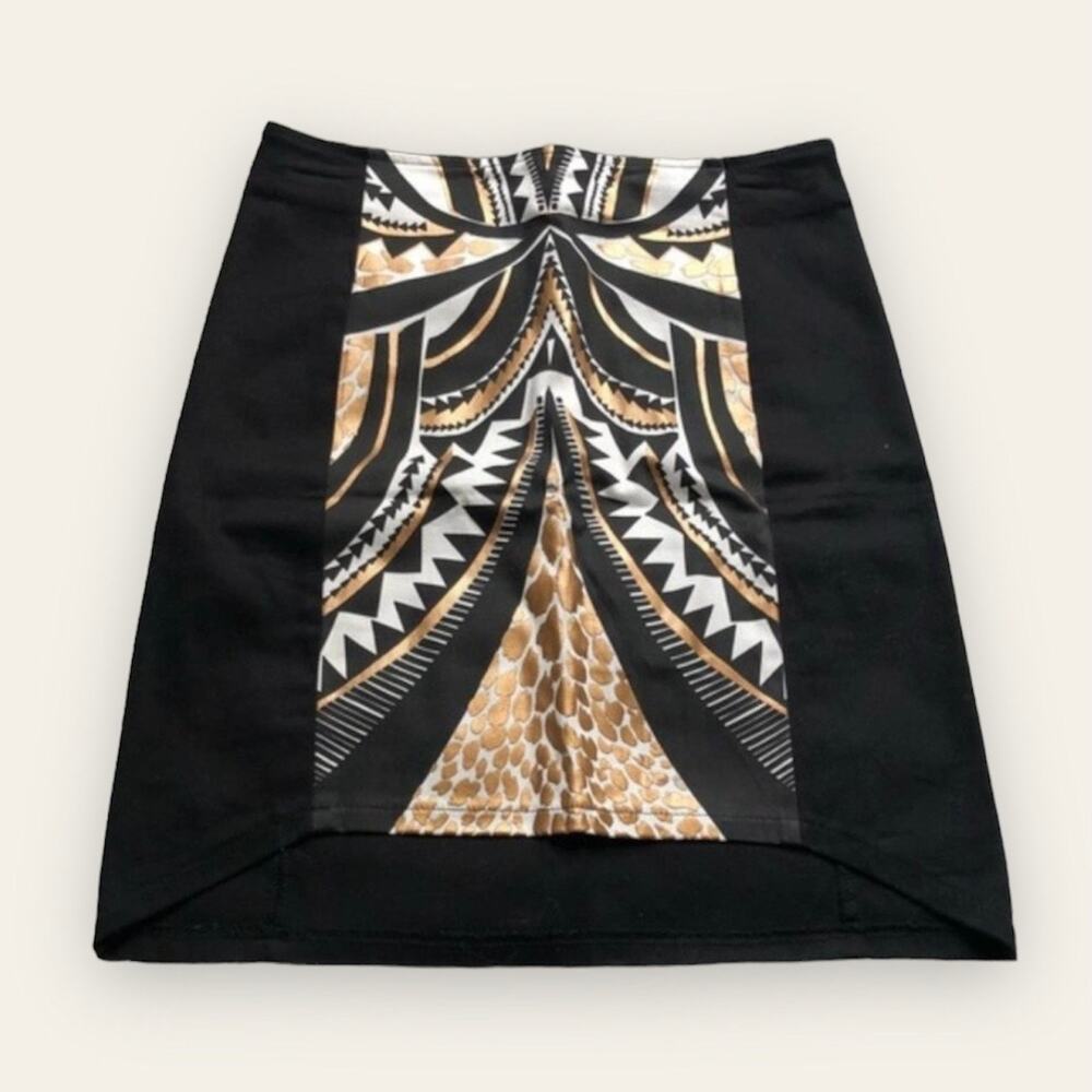 MINKPINK metallic sleek sheath animal print skirt